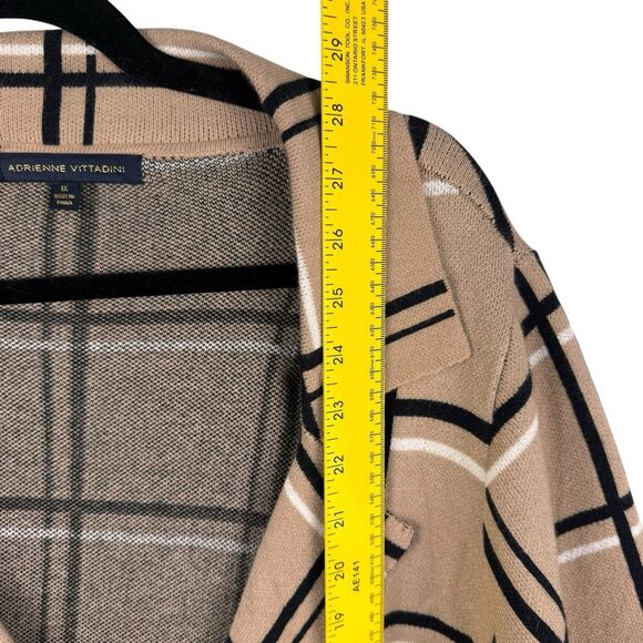 Adrienne Vittadini Women’s 1X‎ Open Cardigan Black Tan Pockets Fringe - Picture 10 of 10